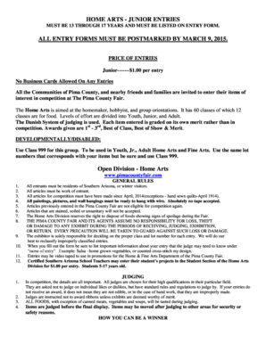 Pima County Fair Home Arts Entry Form
