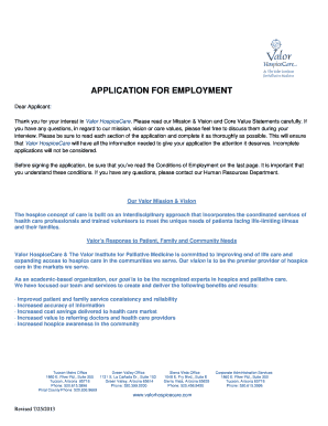 Valor HospiceCare Employment Application