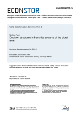 Decision structures in franchise systems of the plural form - EconStor - econstor