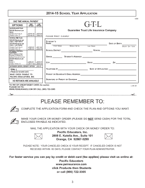 2014-2015 Student Insurance Plans Application