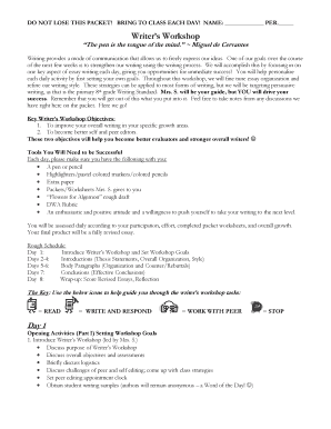 Writer’s Workshop Packet