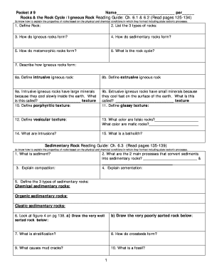 Rock Cycle Reading Guide