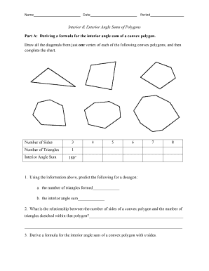 Interior and Exterior Angle Sums of Polygons Worksheet