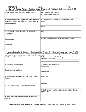 Earth Science Reading Guide