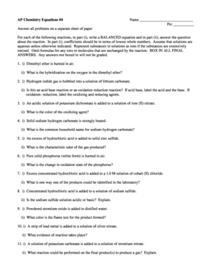 AP Chemistry Equations Worksheet