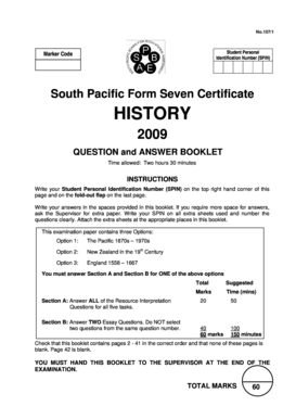 South Pacific Form Seven History Exam