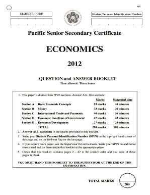 Pacific Senior Secondary Certificate Economics Exam