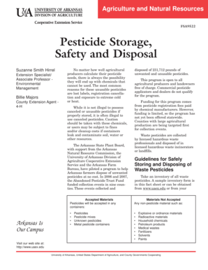Arkansas Pesticide Storage and Disposal Form