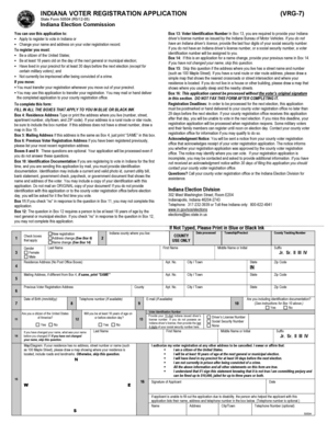 Indiana Voter Registration Application