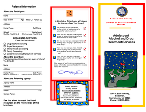 Sacramento County Youth Alcohol and Drug Treatment Referral Form