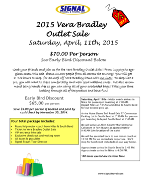 Vera Bradley Outlet Sale Registration Form