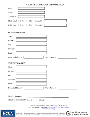 Credit Union Change of Address Form