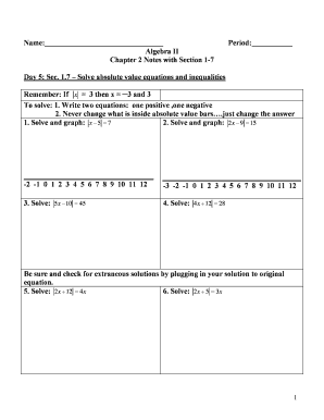 Algebra II Absolute Value Notes
