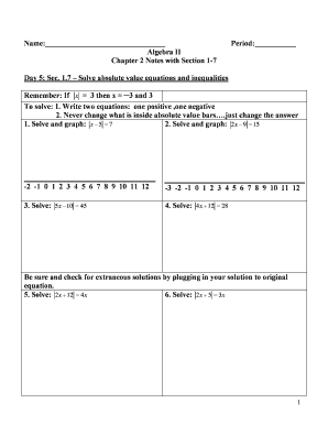 Algebra II Chapter 2 Notes