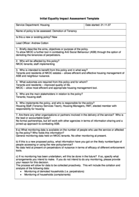 Sample of construction logbook - Initial Equality Impact Assessment Template - n-kesteven gov