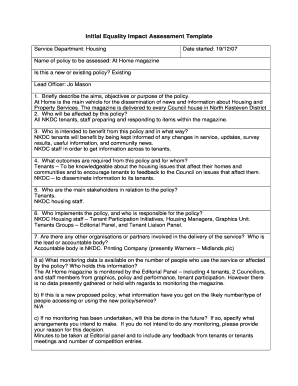 Initial Equality Impact Assessment Template