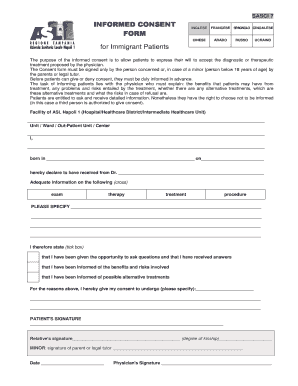 Modulo di Consenso Informato per Pazienti Immigrati