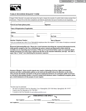 Oregon Public Records Request Form