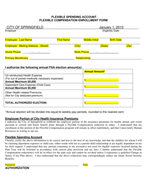 Flexible Spending Account Enrollment Form