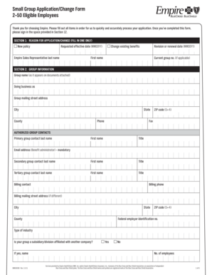 Small Group Health Insurance Application Form