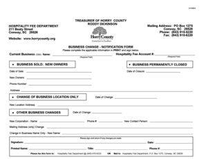 Horry County Business Change Notification Form