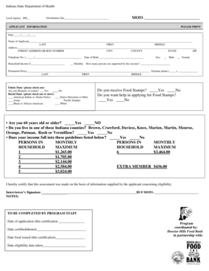 Indiana CSFP Eligibility Certification Form