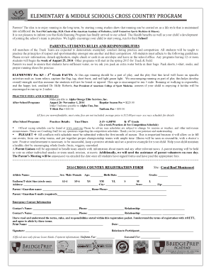 Fillable Online ELEMENTARY &amp; MIDDLE SCHOOLS CROSS COUNTRY PROGRAM Fax ...