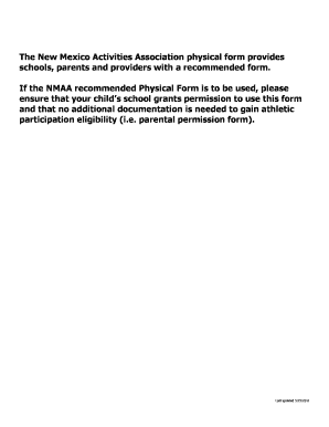New Mexico Activities Association Physical Form