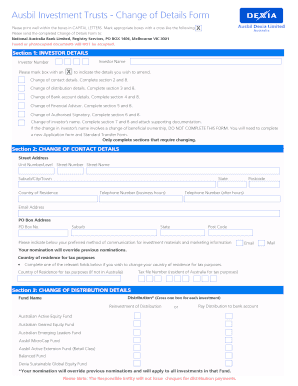 Ausbil Investment Trusts Change of Details Form