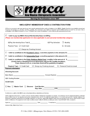 NMCA EZPay Membership Dues Form