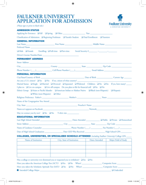Faulkner University Application for Admission