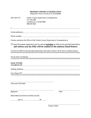 Property Owner Authorization Request for Change of Address