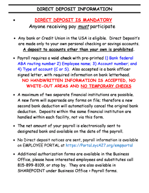 Direct Deposit Authorization Agreement