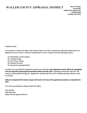 Texas Agricultural Use Application Form