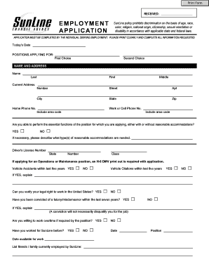 SunLine Transit Agency Employment Application