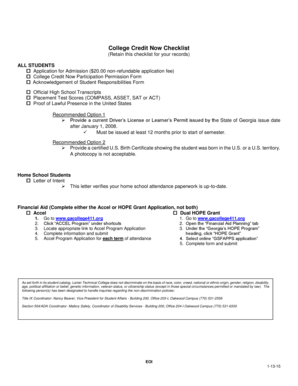 College Credit Now Checklist