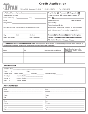 Business Credit Application Form
