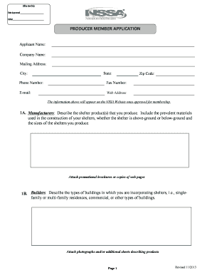 NSSA Producer Member Application