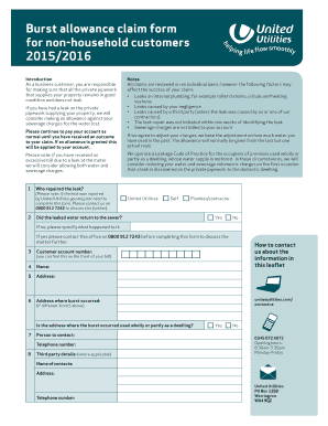 Burst Allowance Claim Form