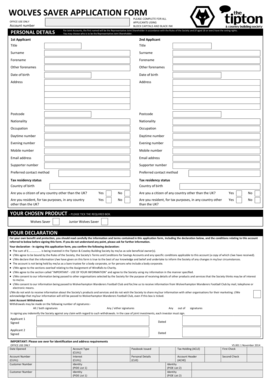 Wolves Saver Application Form