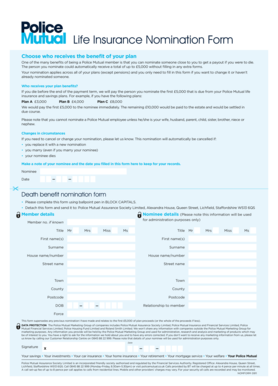 Life Insurance Nomination Form - Police Mutual Assurance - policemutual co