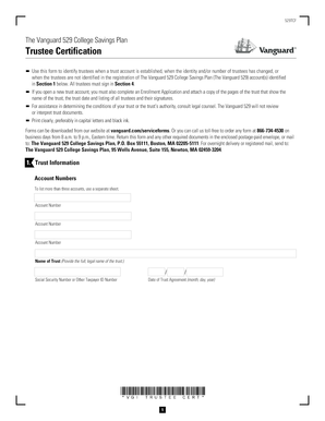 Vanguard 529 College Savings Plan Trustee Certification