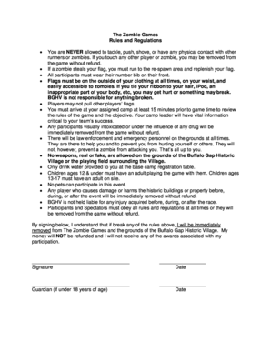 Zombie Games Rules and Regulations