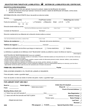 Solicitud para Tarjeta de la Biblioteca