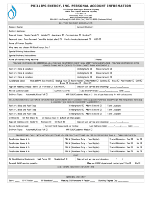 Phillips Energy Propane and Oil Customer Information Form