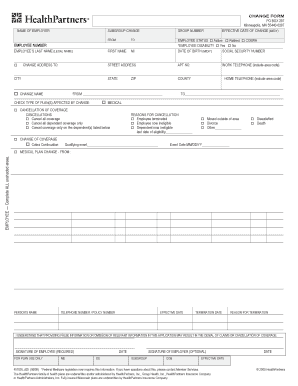 Employee Health Insurance Change Form