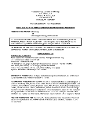 Colonoscopy Prep Instructions