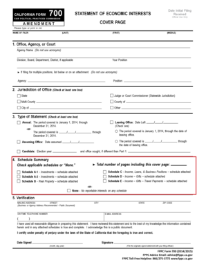 California Form 700 Statement of Economic Interests