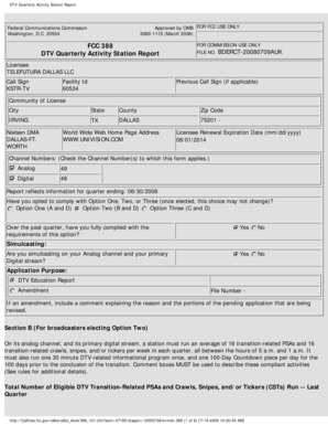 FCC DTV Quarterly Activity Station Report