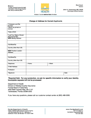 Florida Change of Address for Current Applicants